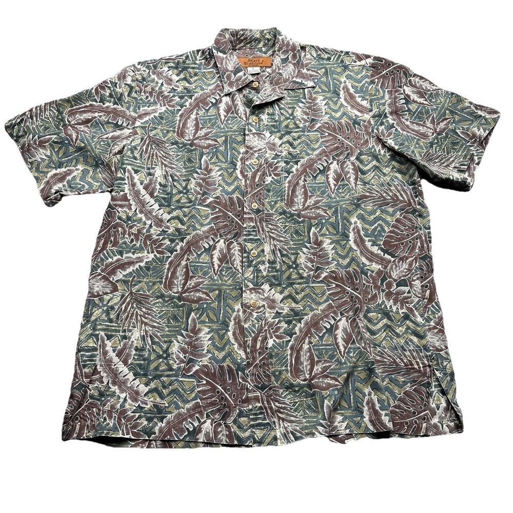 Island Traditions Of Hawaii Shirt Men's Size L Button Up Vintage Tropical Relax